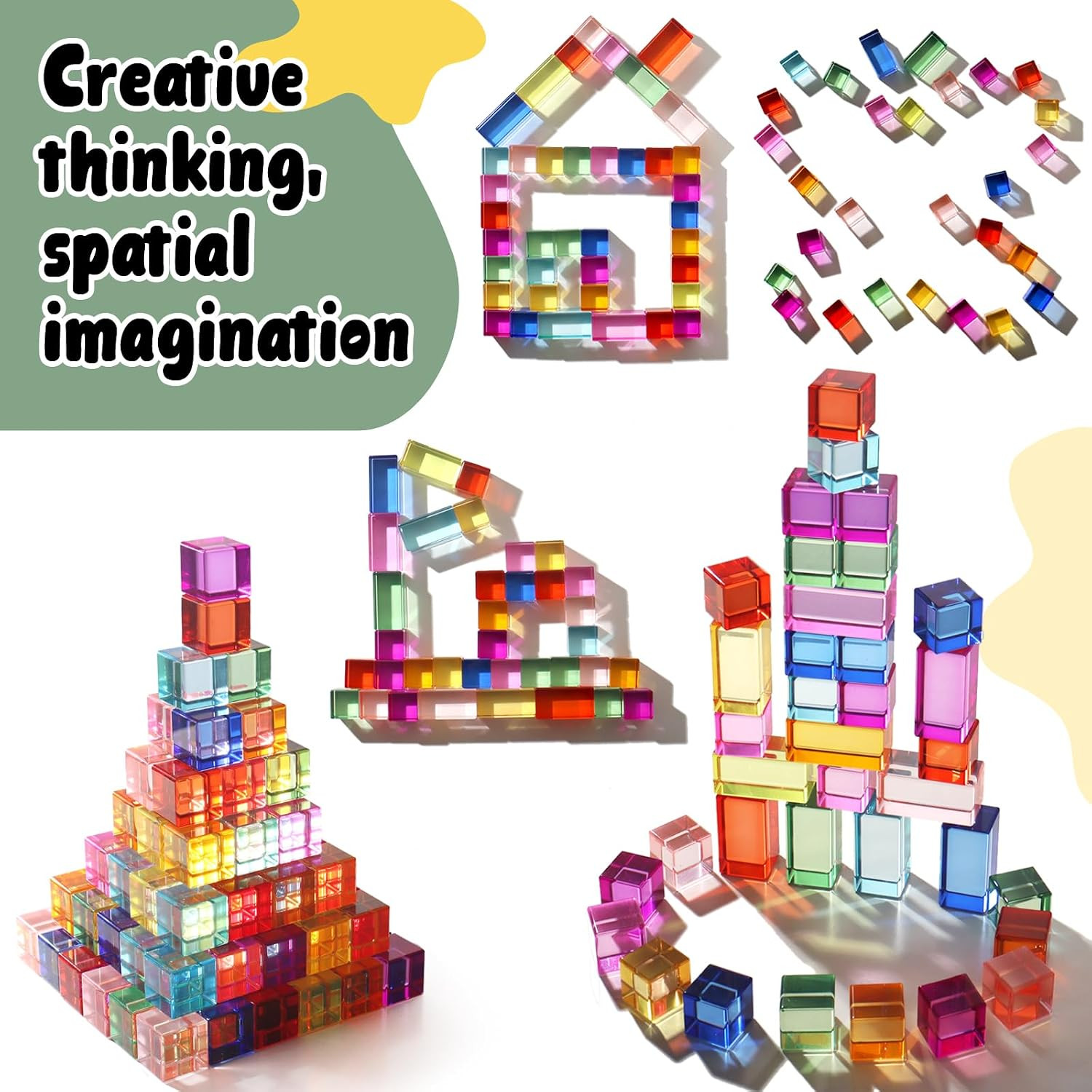 30 Pcs Mixed Acrylic Blocks Set – 10 Long (2.5X2.5X5Cm) + 20 Cube (2.5X2.5X2.5Cm