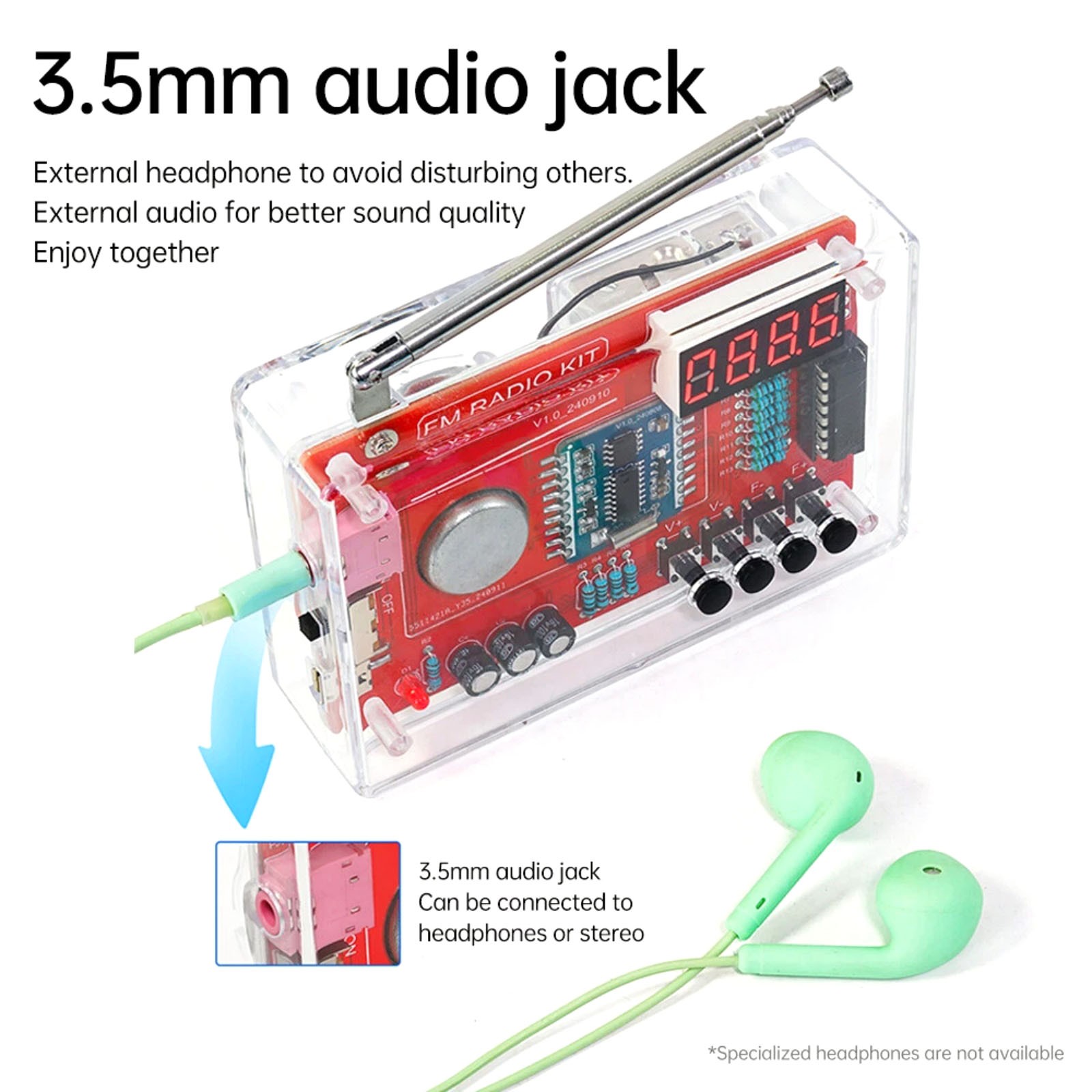 Educational RDA5807 FM Radio DIY Kit 87-108MHz with 15 Sound Level Adjustments