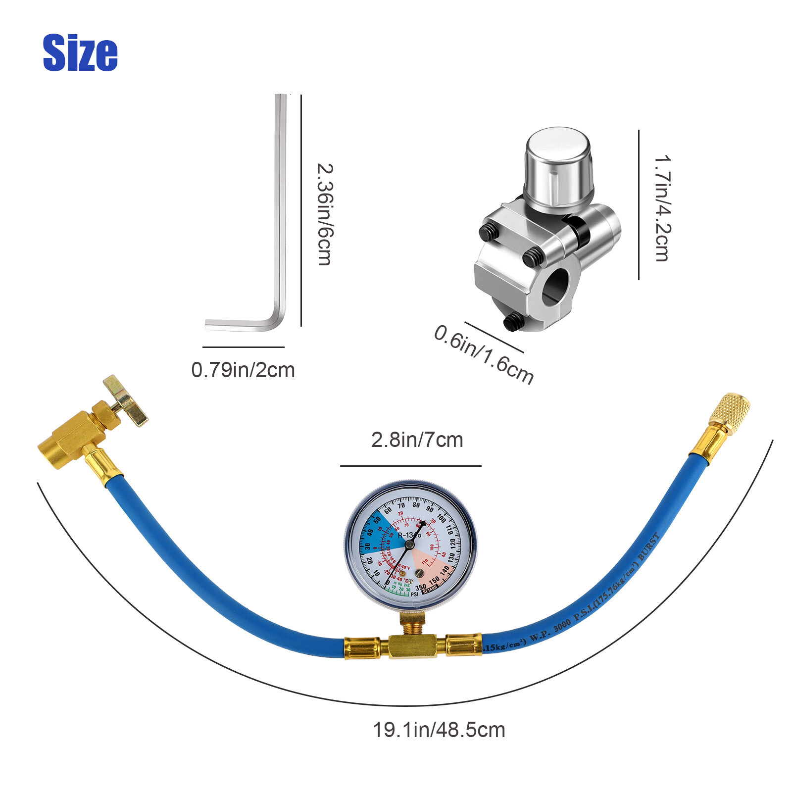 BPV31 Bullet Piercing Tap Valve Kits Tool w/Pressure Gauge for Home Refrigerator