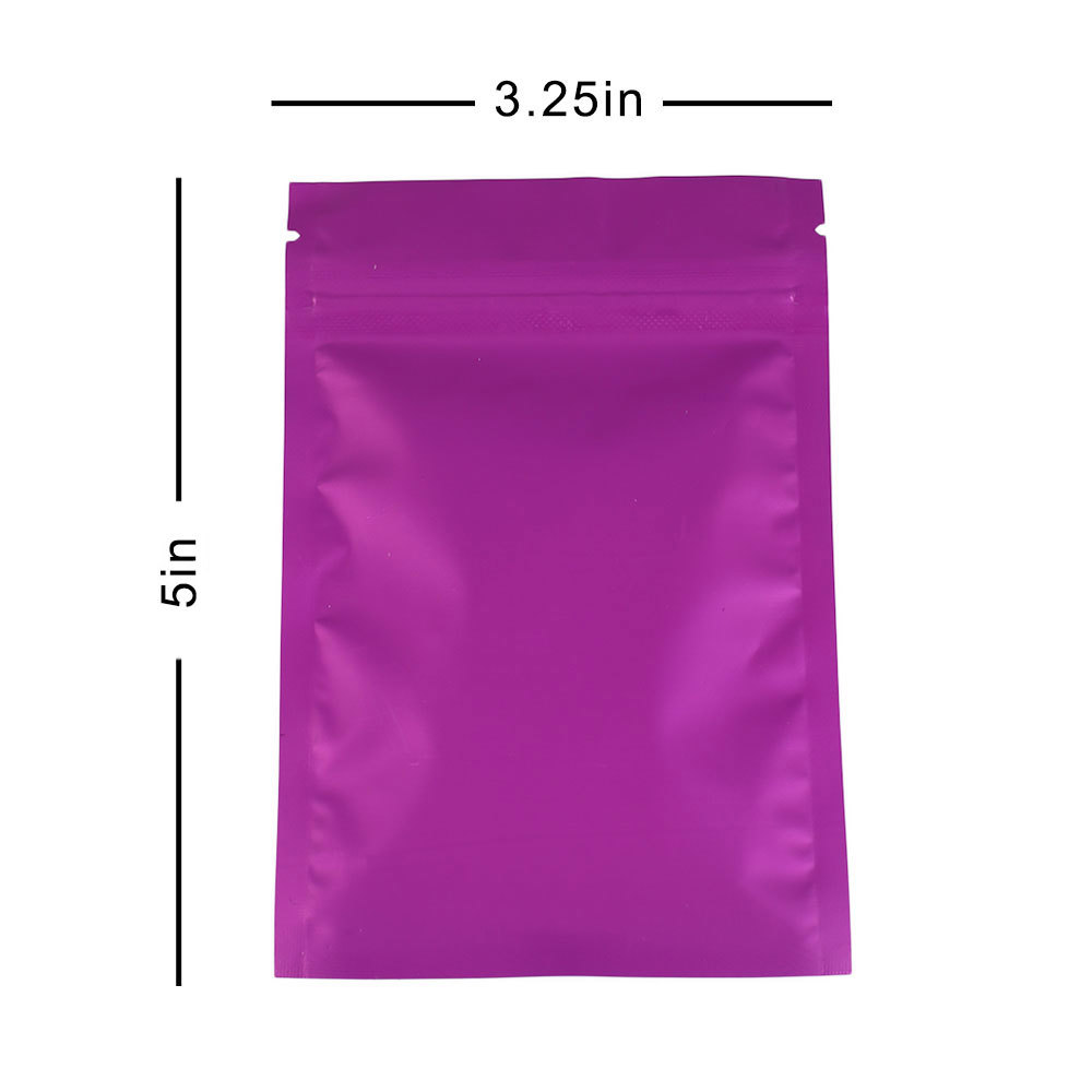 3.25x5in Frosted Clear Front Matte Purple Back Foil Mylar Zip lock Bag P09