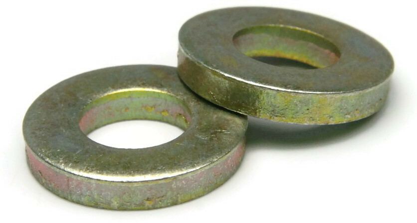 Extra Thick Flat Washers Grade 8 Yellow Zinc – USA Made, SAE Inch Sizes