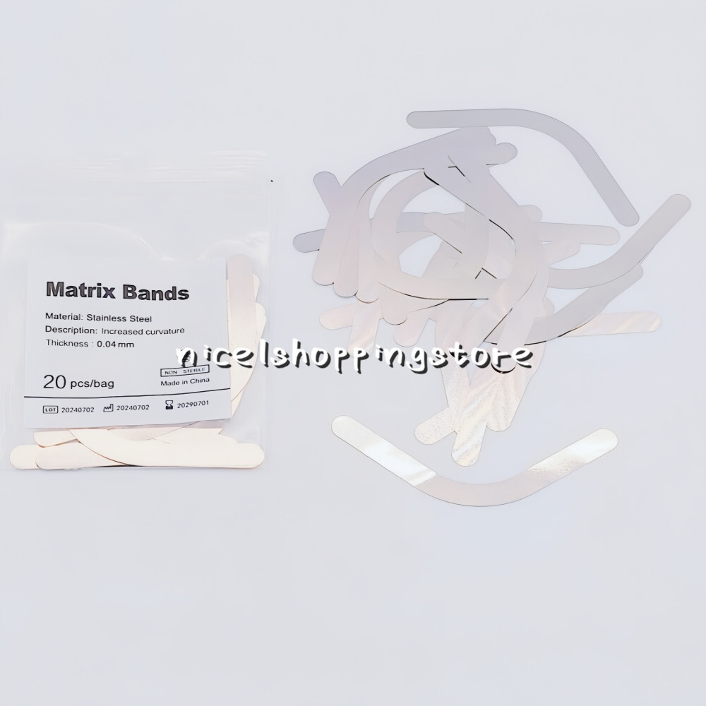 20Pcs/Bag Dental Tofflemire Matrix Bands 0.04mm Margin Elevation/Large Curvature
