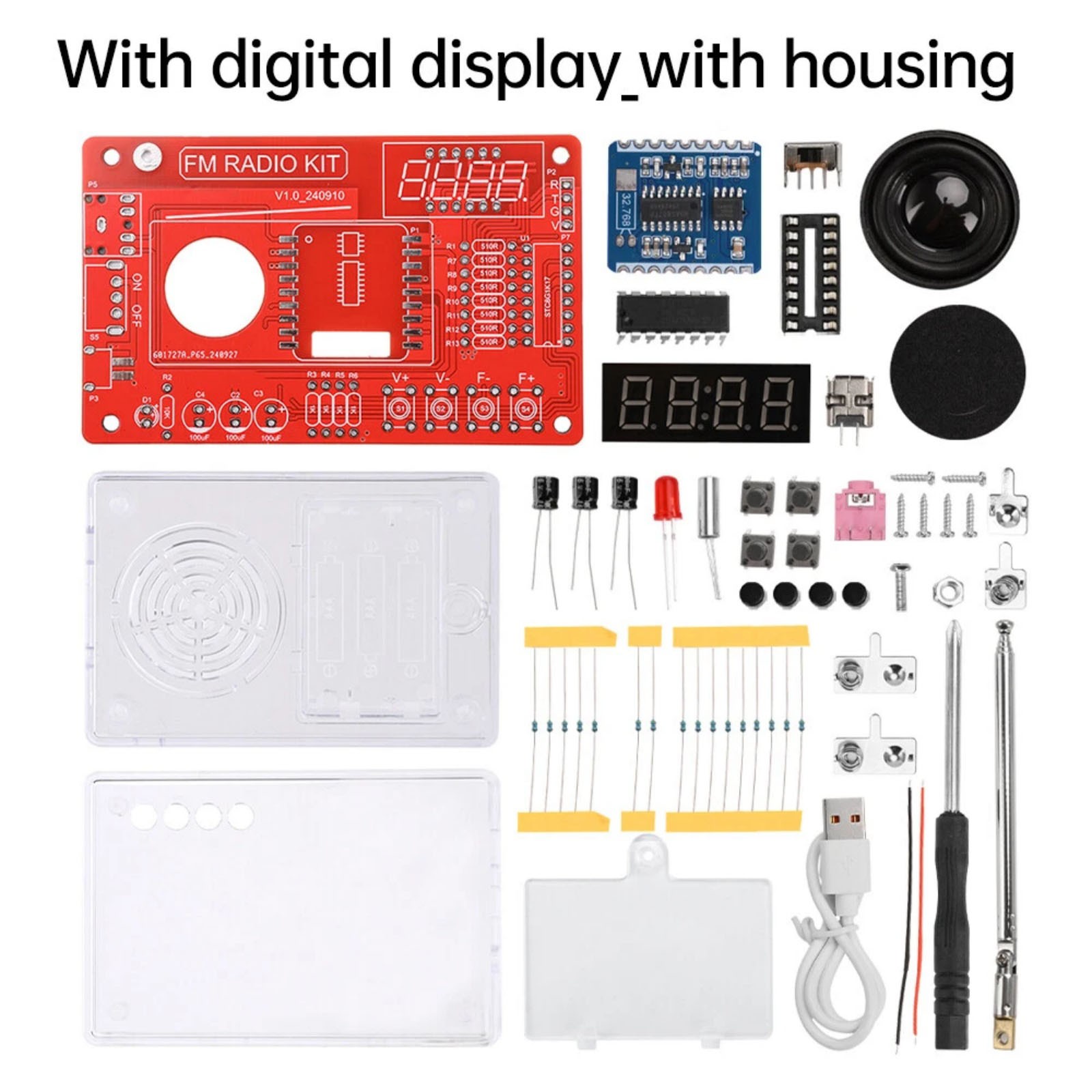 Educational RDA5807 FM Radio DIY Kit 87-108MHz with 15 Sound Level Adjustments