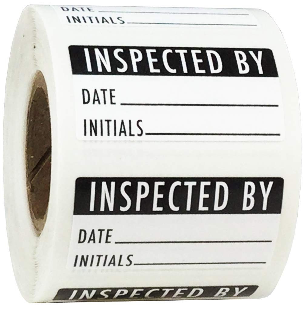 Instocklabels.Com Inspected By Rectangle Labels 0.75 X 1.5 Inch Adhesive