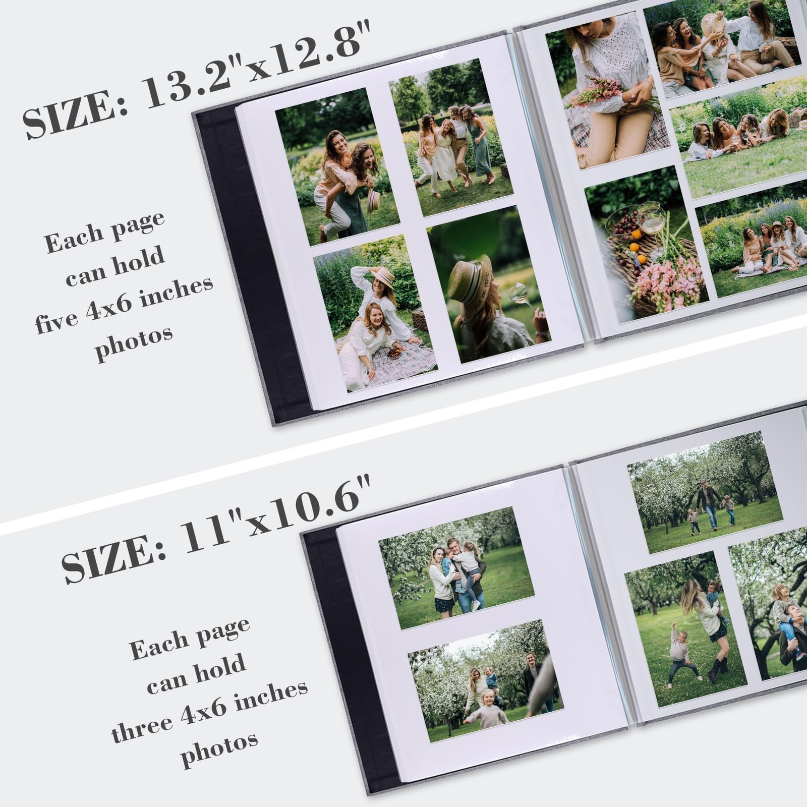 Photo Album Self Adhesive Pages for 4×6 5×7 8×10 11″x10.6″ 40Pages, Black