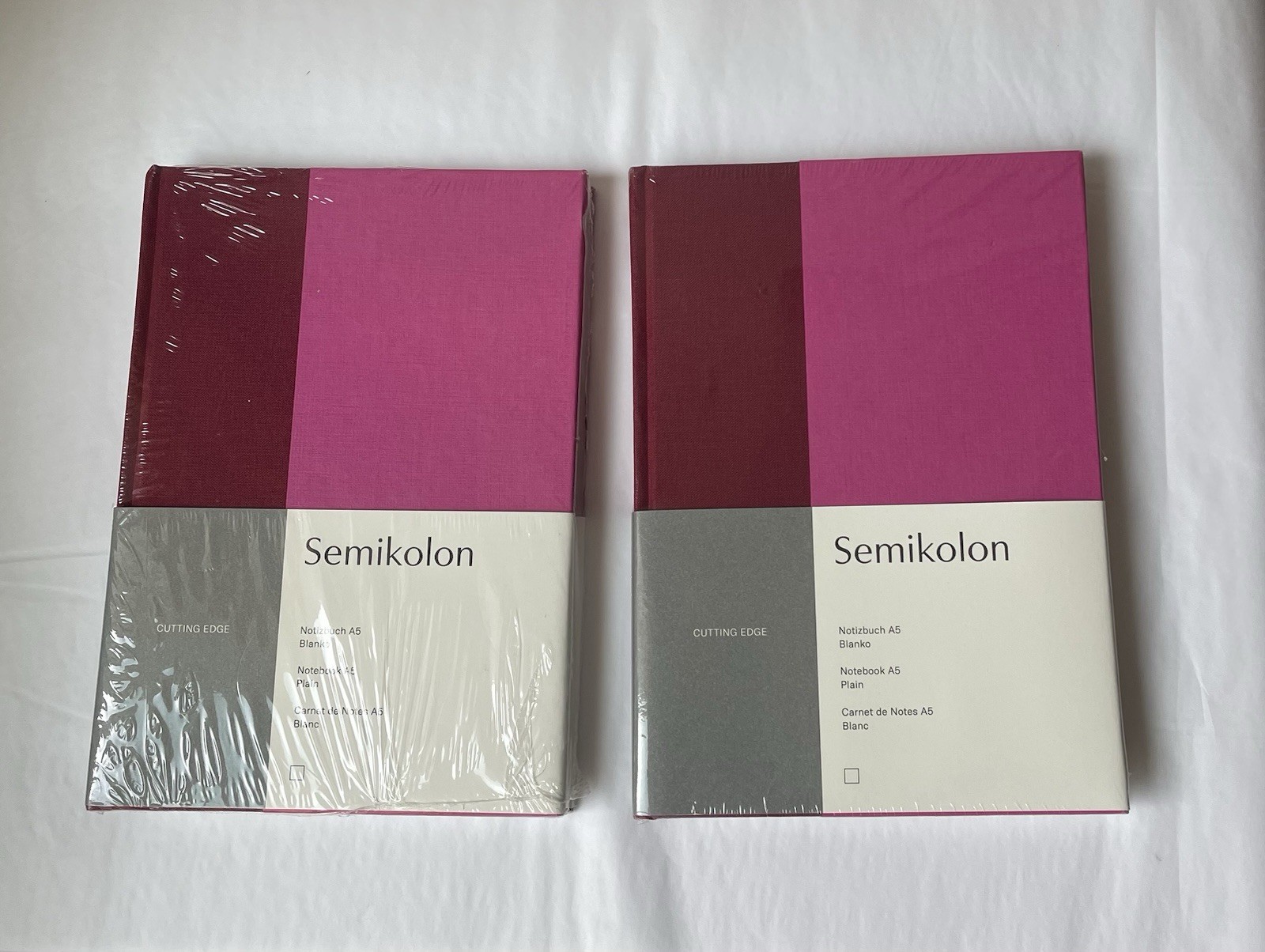 NEW Set of 2 BLANK Journal/Notebooks by Semikolon Fuschia/Raspberry Sealed