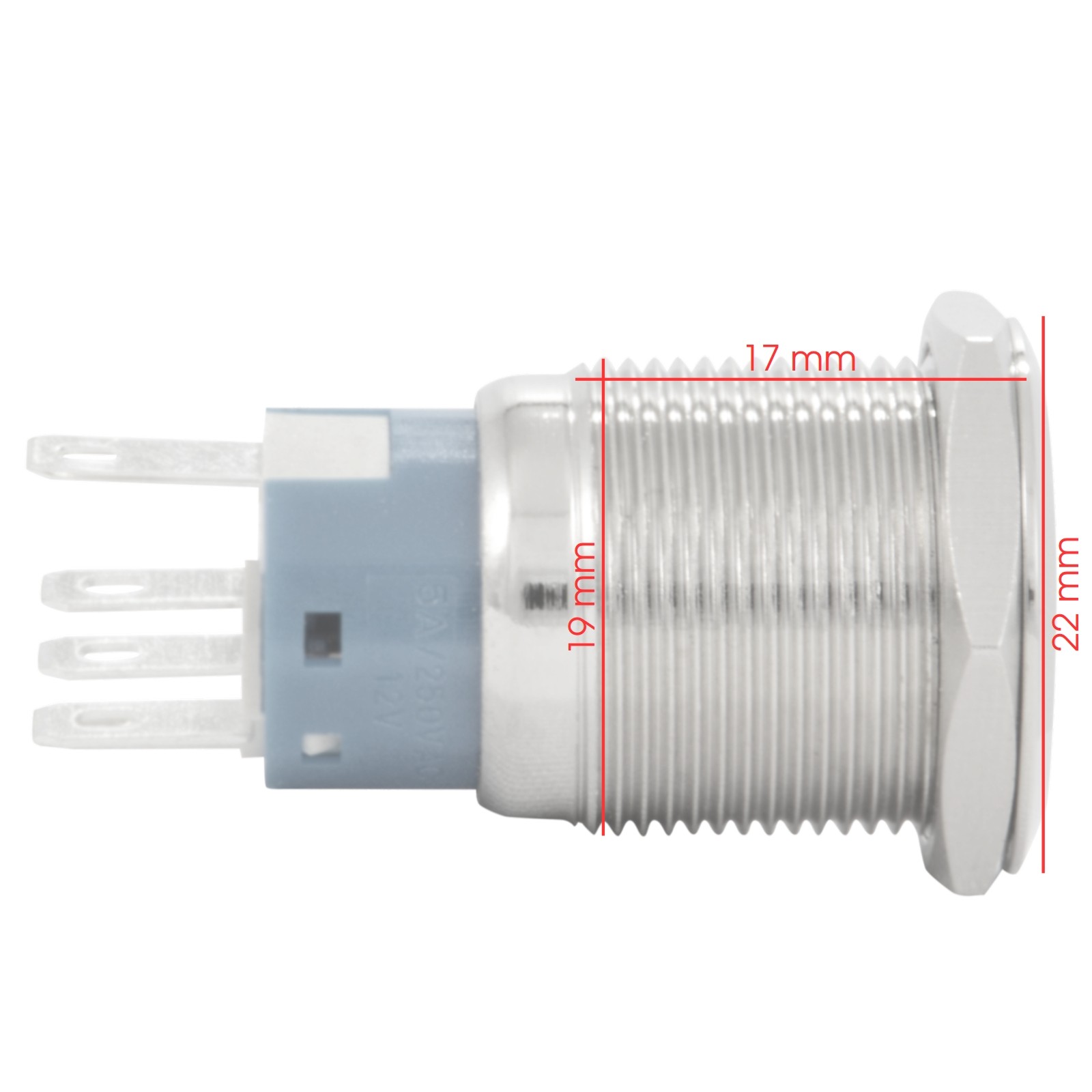 3/4″ (19mm) Momentary Push Button Starter Switch / Boat Horn Metal w/ Power LED