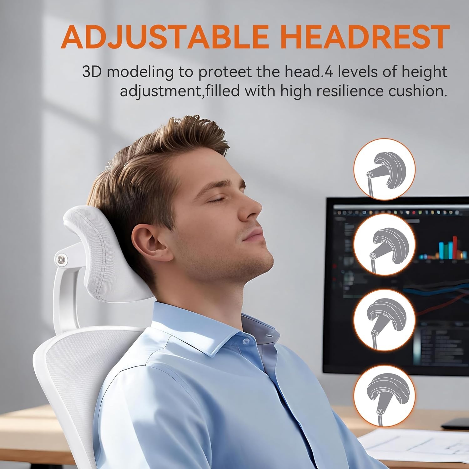 Ergonomic High Back Drafting Chair with Adjustable Headrest and Lumbar Support