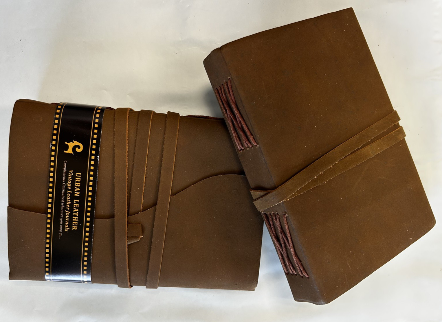 Handmade Genuine Leather Bound Journal Notebook Plain Matt Paper 110 Page 2-Pack