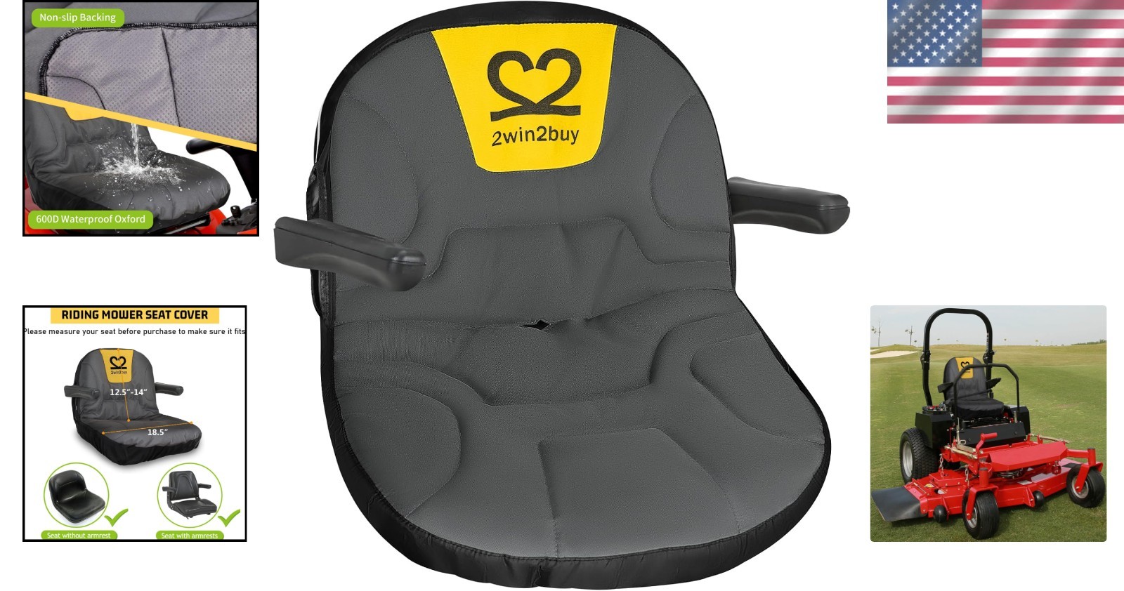 Universal Fit Heavy Duty Lawn Mower Seat Cover with Non-Slip Backing