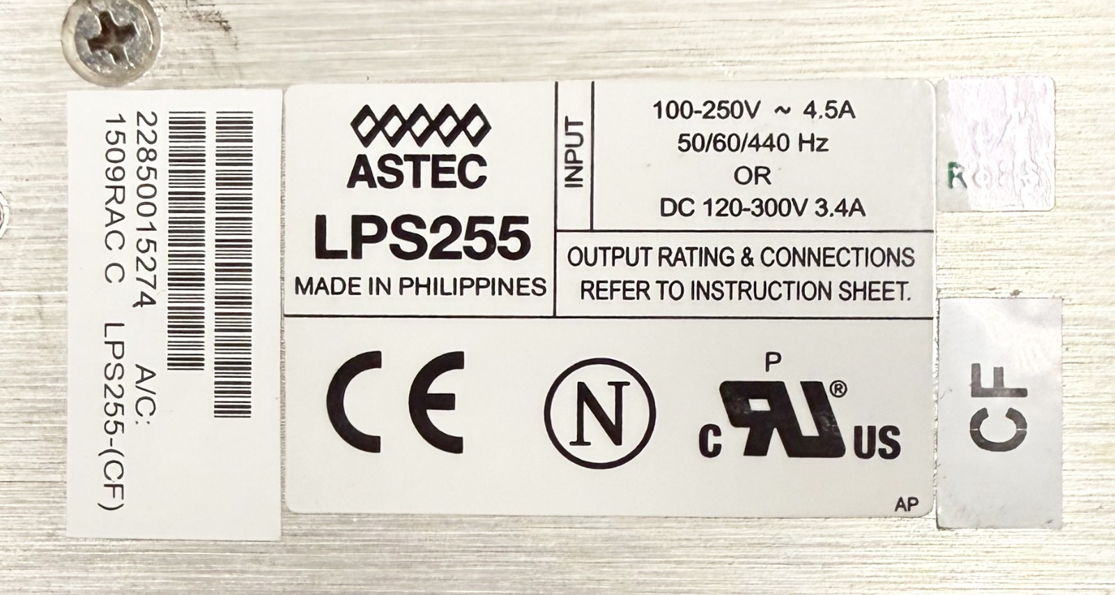 Astec Sciex 3200 LPS255-CF 24v 10a Power Supply Unit 100-250V~4.5A 120-300VDC in