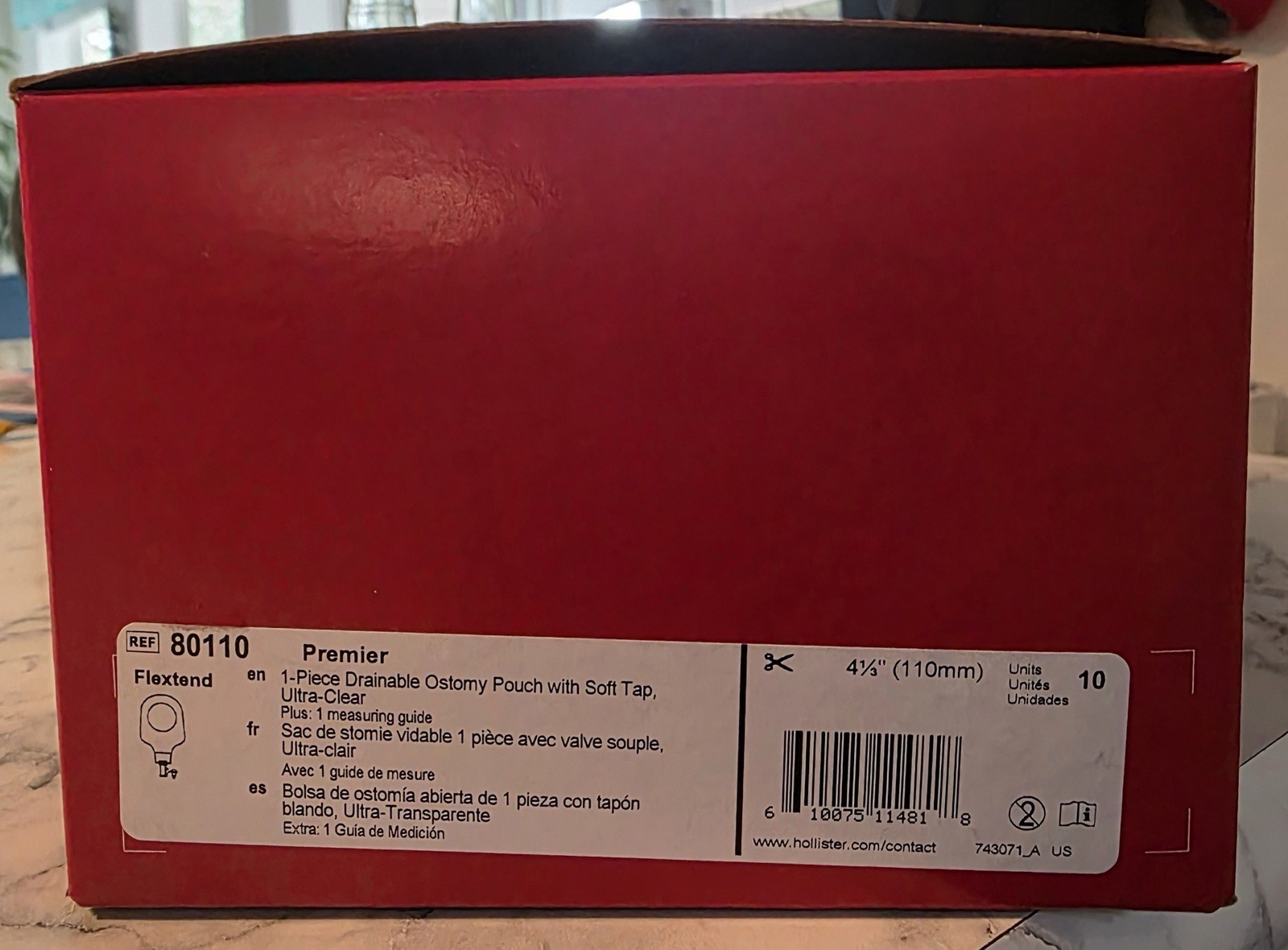 Hollister Premier Flextend 80110 One-Piece Drainable Urostomy Pouch Pre-Cut