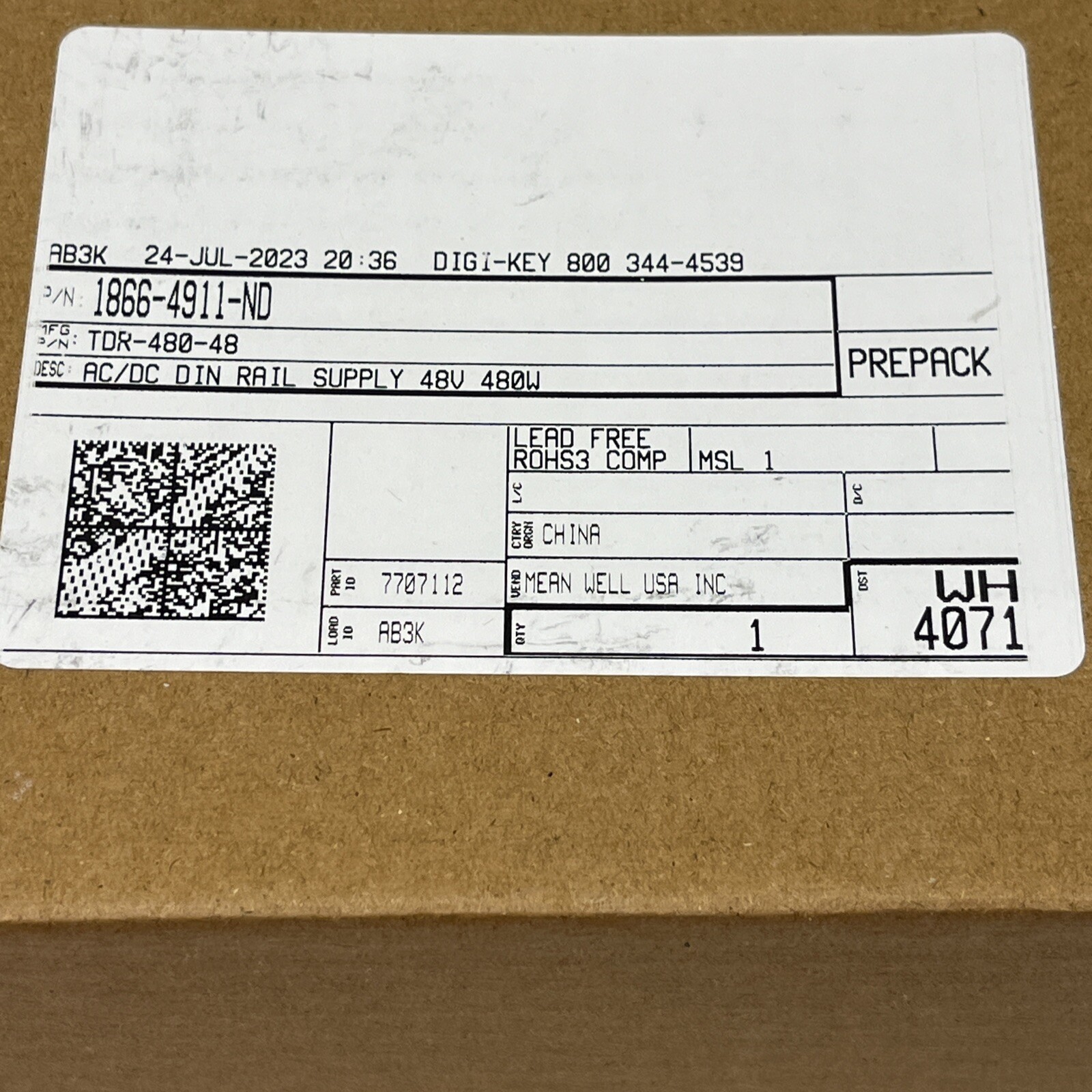 Mean Well TDR-480-48 AC/DC DIN Rail Supply 48V 480W | USA Seller | NEW