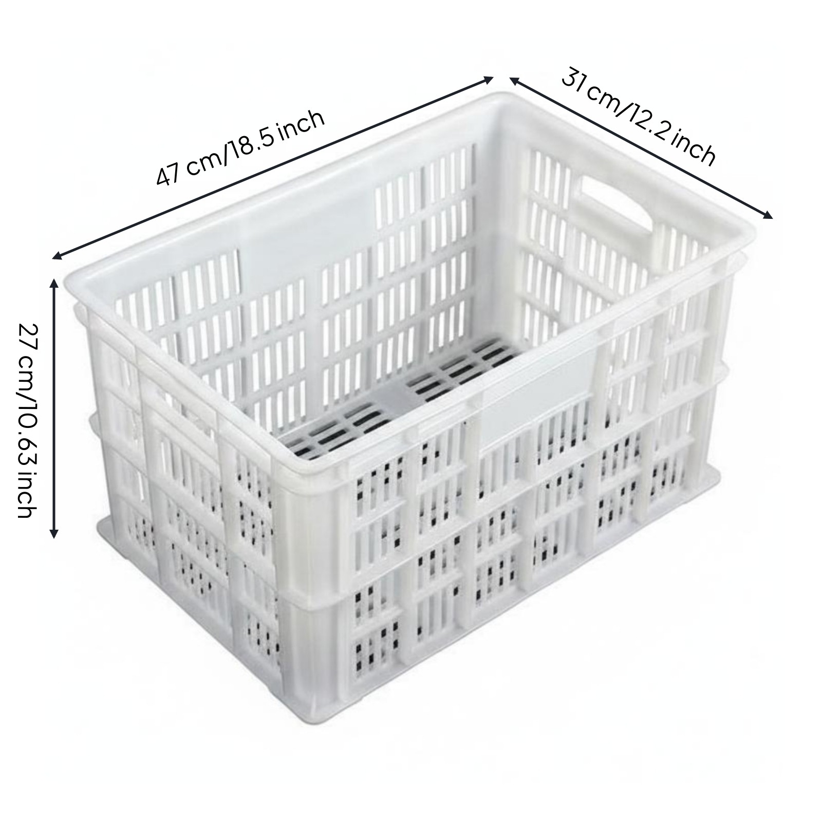 Ventilated Plastic Container Lightweight for Warehouse, Shop