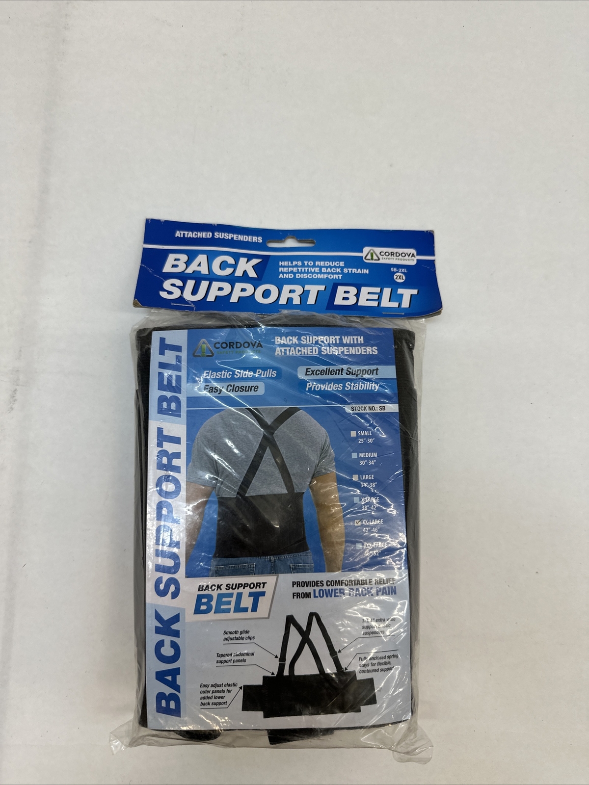 Cordova Back Support Belt with Glide Adjustable Clips Black