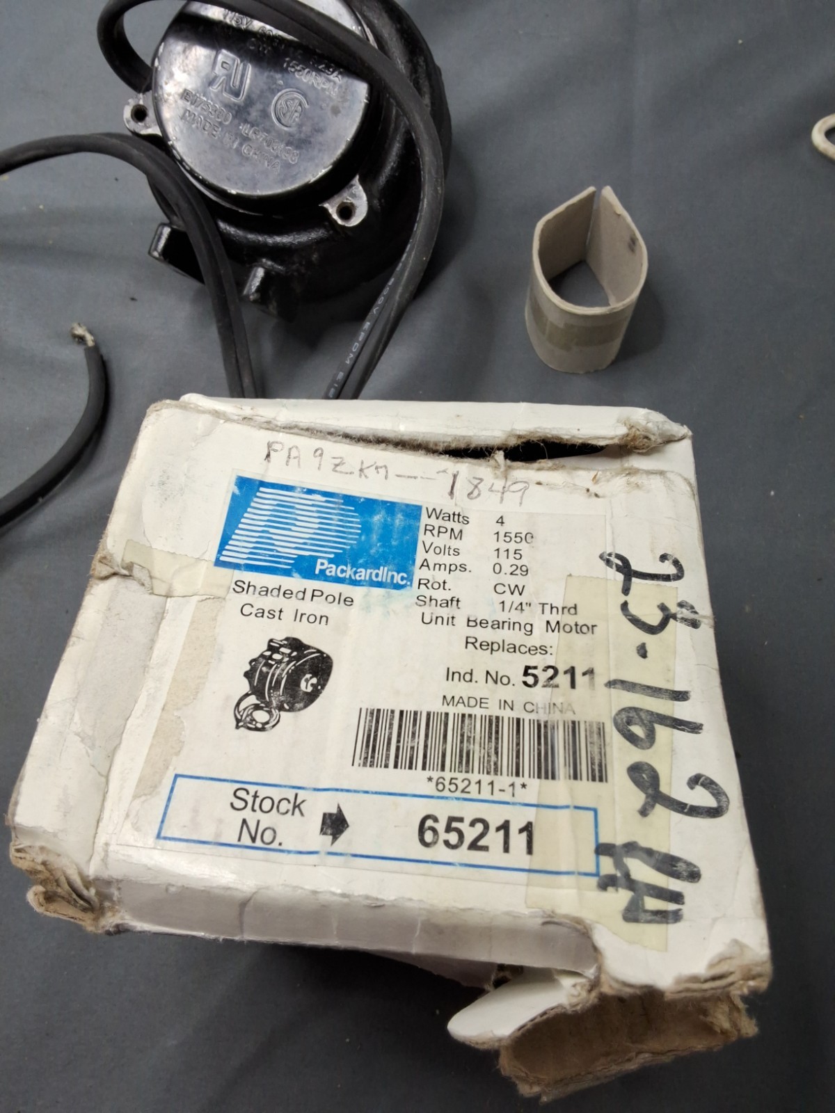 Packard 65211 4 Watt Cast Iron Unit Bearing Motor 115 Volts CW 1550 RPM