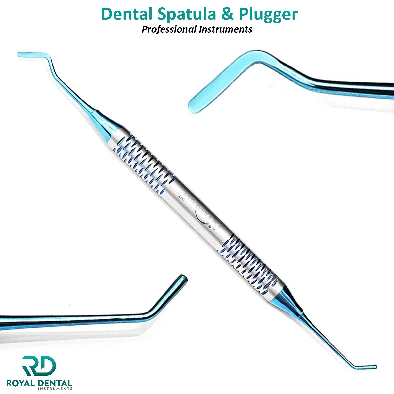 Dental Composite Filling Instruments Spatula & Plugger Titanium Color Blue Tips