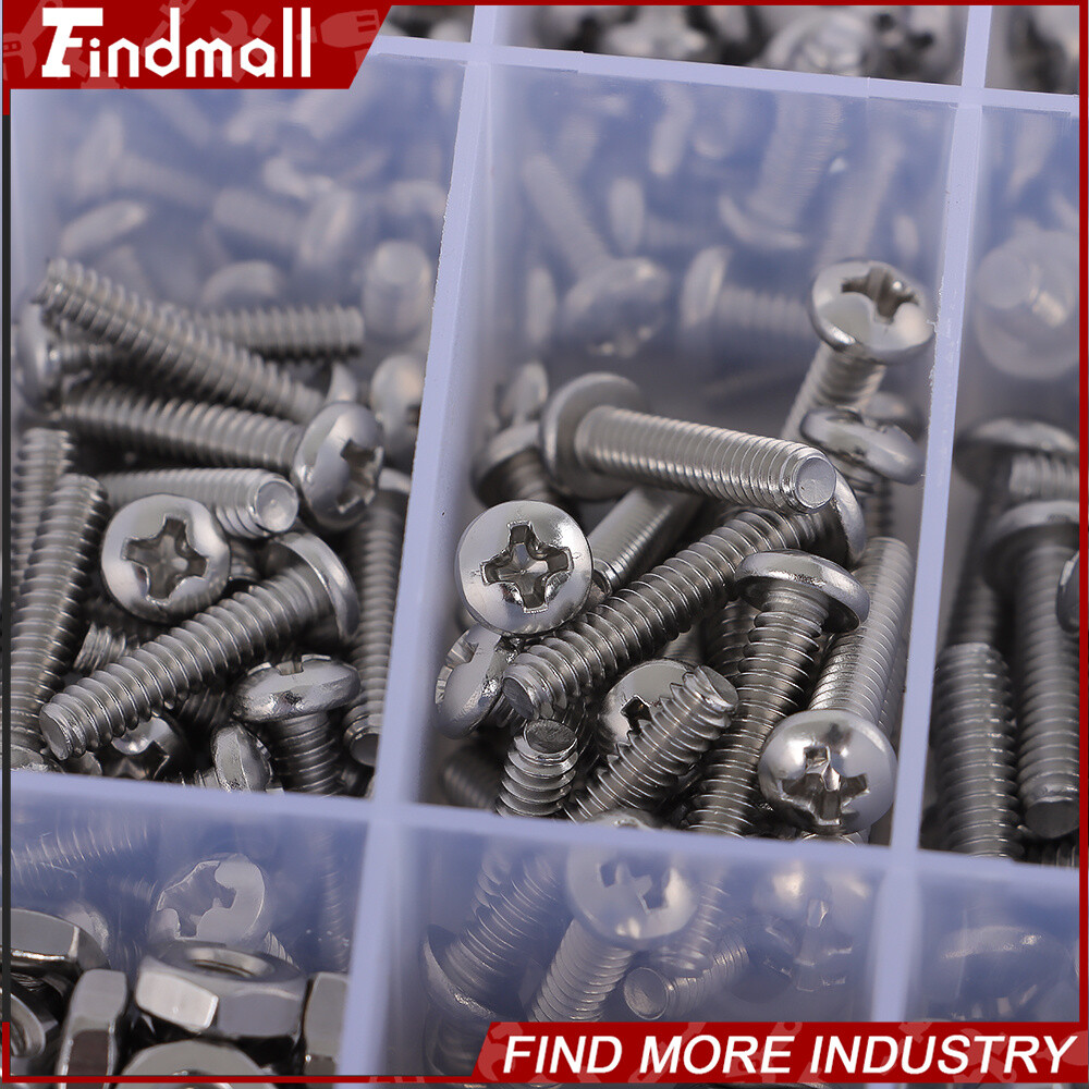 Findmall 900PCS #4-40#6-32#8-32#10-24 Nuts And Bolts Machine Scre Assortment Kit