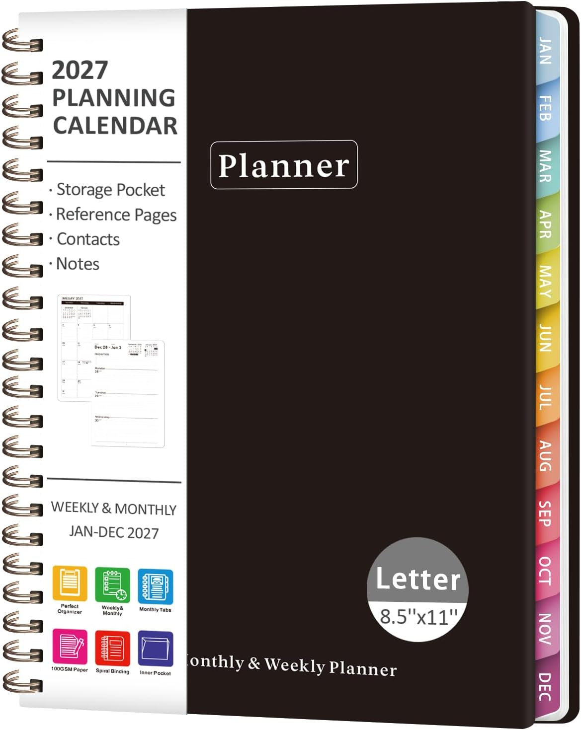 2027 Planner, Weekly and Monthly Calendar Planner Book, JAN 2027 – DEC 2027 | Le