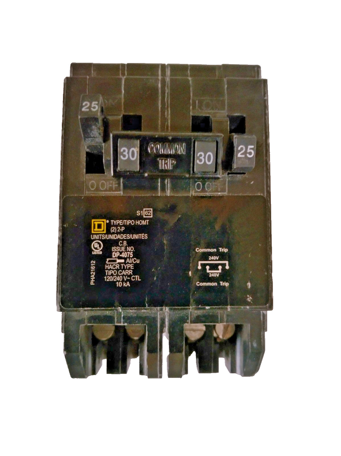 Square D Quad HOMT2525230 Plug-On 25/30A Tandem Breaker (2) 1P-25A / (1) 2P-30A