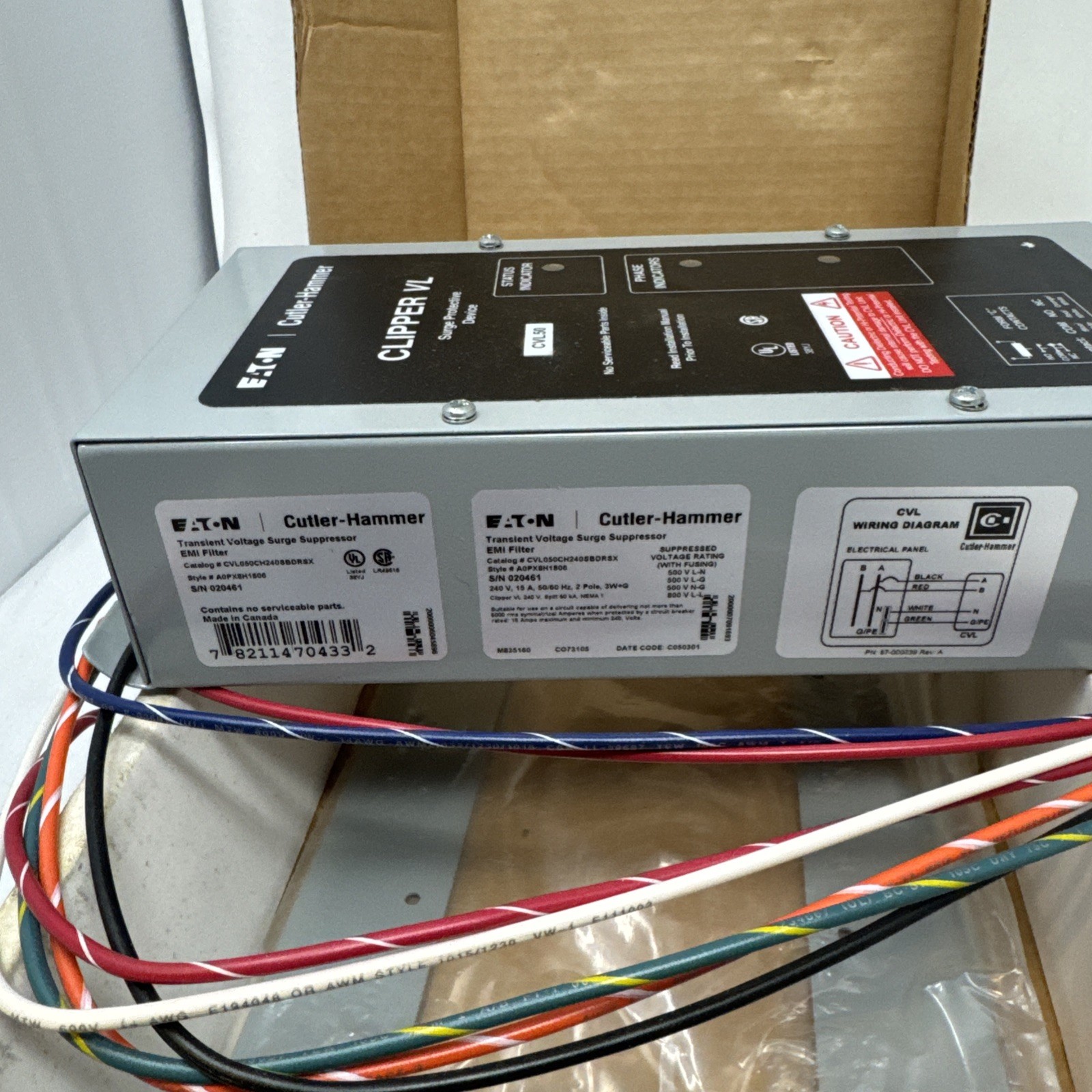 Eaton Cutler Hammer Clipper Vl Surge Protective Device CVL 50 New 120/240 Volt