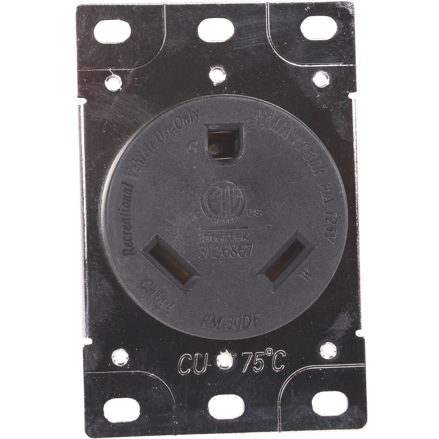 TT30R 125V Volt RV Trailer Camper 30 Amp Power Receptacle Mounting Plate Outlet