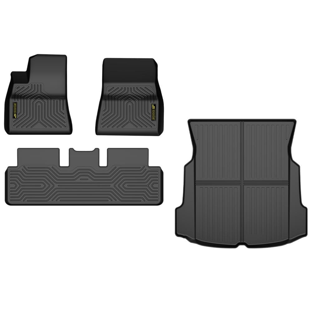 TPE Floor Mats Tesla Model 3 2017-2023 1st & 2nd Row 4PCS All Weather Protection