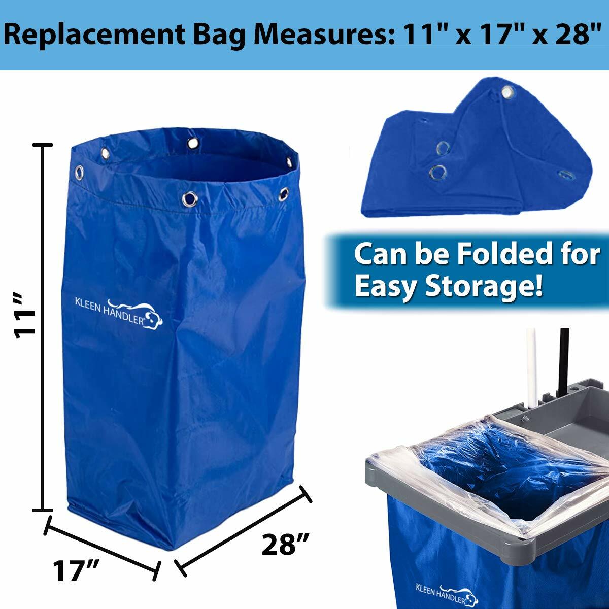 Janitorial Cart Replacement Commercial Cleaning Cart Bag, Blue (Pack of 1)