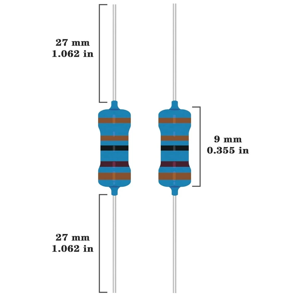25 Values 1/2W Resistor Kit from 1 Ohm to 1M Ohm 1/2 Watt 1% Metal Film Resistor