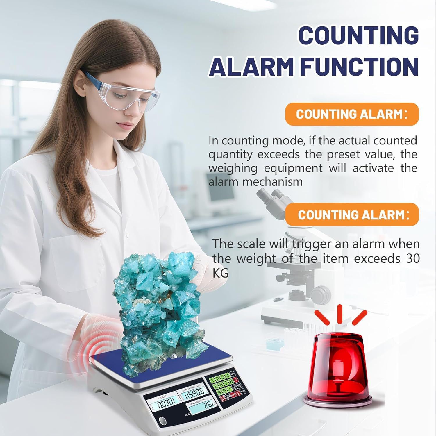 Industrial Counting Scale (30Kg/66Lb, 0.1G), G/Kg/Lb, Coin Scale, Precision Elec