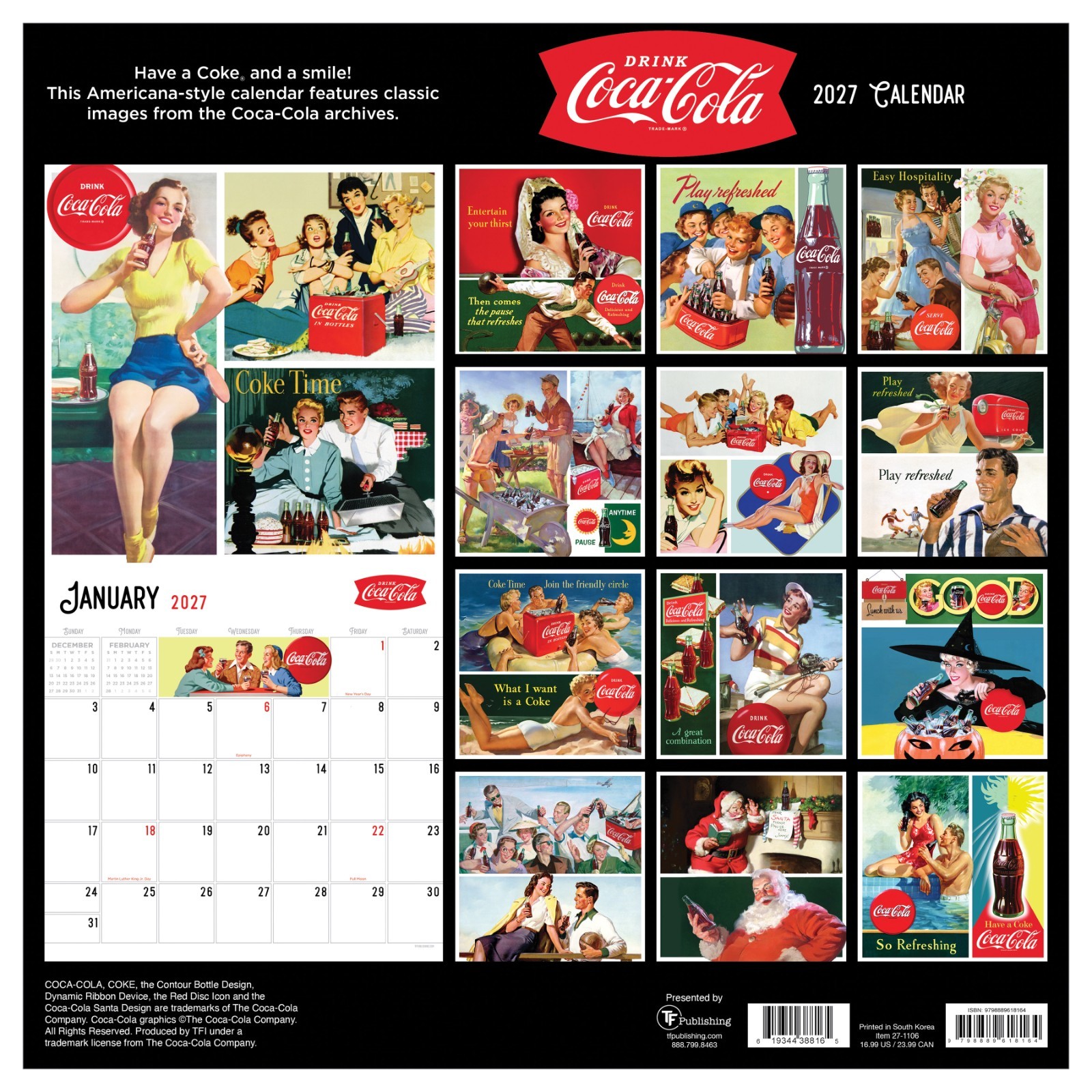 2027 Coke: Vintage Nostalgia Wall Calendar