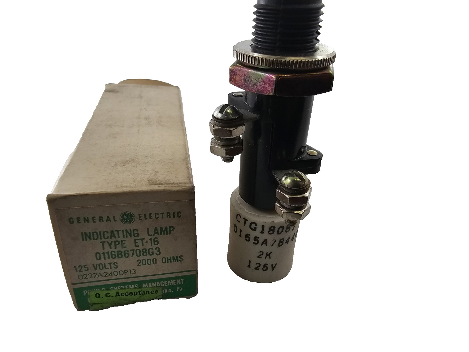 GE 116B6708G3 Indicating Lamp Type ET-16 125V 2000 Ohms Resistor #0165A7844P3