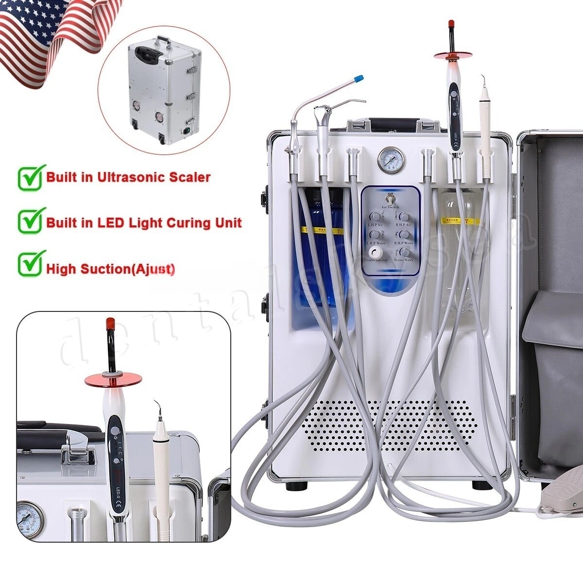 Dental LED E-generator Triple Spray Fiber Optic High Speed handpiece 4-Hole USA