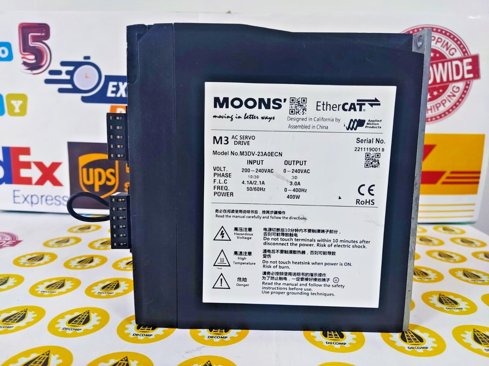 MOONS M3 AC SERVO DRIVE M3DV-23A0ECN EtherCAT 220VAC AC input driver
