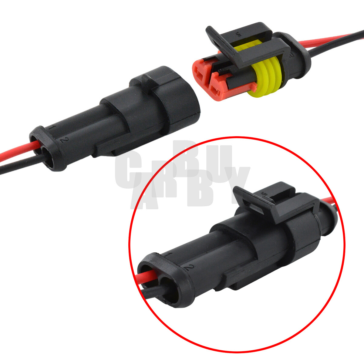 20x Waterproof Electrical Wire Connector Plug Cable Superseal Amp/Tyco 2Pin 12V