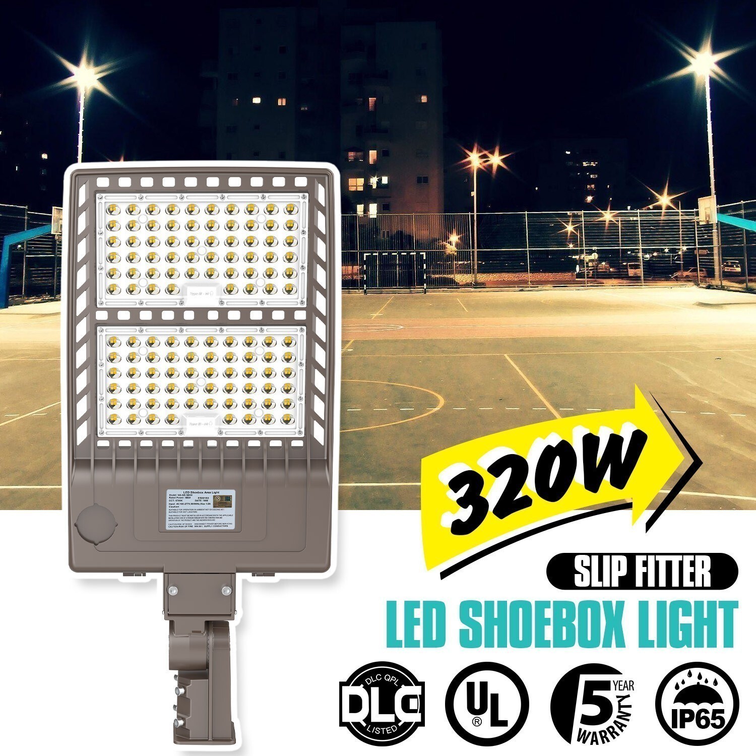 Commercial LED Stadium Light 277-480V 320W Shoebox Pole Security Street Lighting