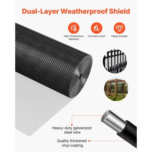 Hardware Cloth 24 in x 50 ft, 1/2 in 19 Gauge Galvanized Wire Mesh Roll, Weather