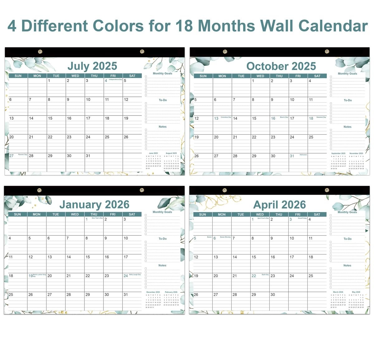 2026 Desk Calendar – 12 Months Calendars from January 17″ x 12″, Green Leaf