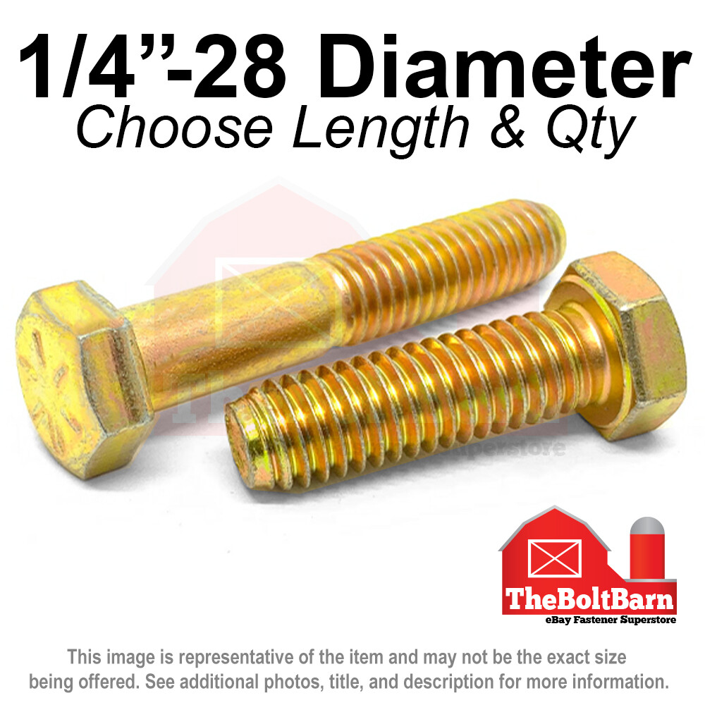 1/4″-28 Grade 8 Hex Cap Screws FINE Thread SAE Hex Bolts (Pick Length & Qty)