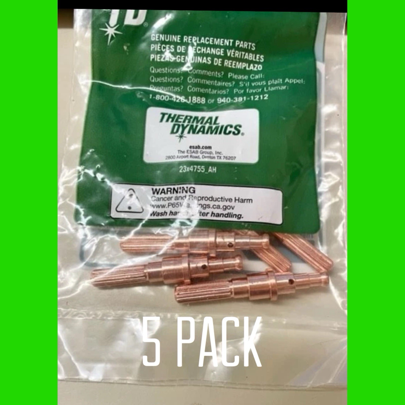 9-8215 Electrode For Thermal Dynamics SL60/SL100 Plasma . 5 Pack .”Buy 2 Save $”