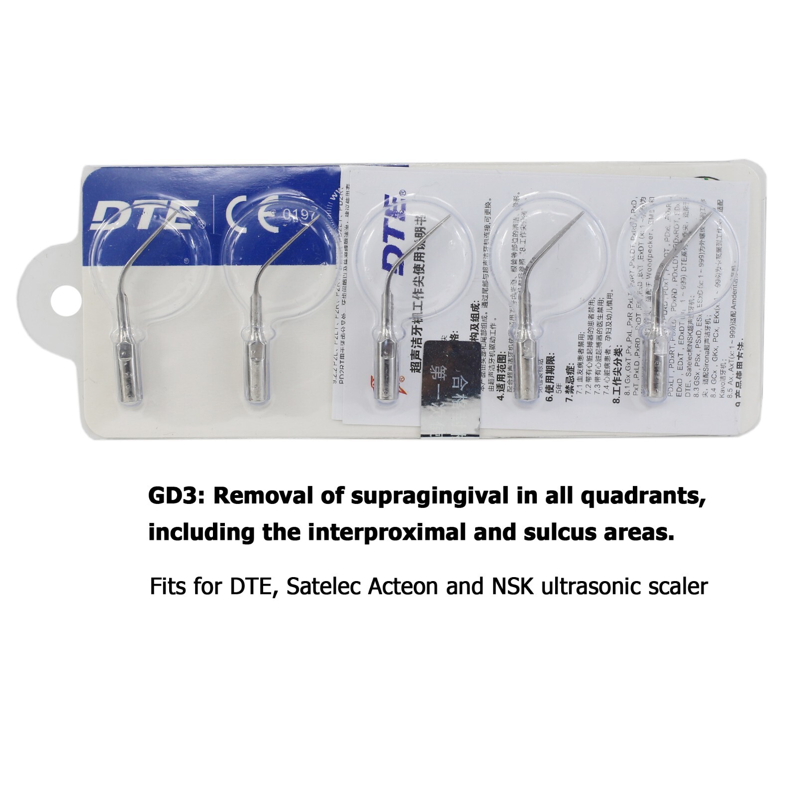 Woodpecker DTE HD-7L Handpiece Dental Ultrasonic Piezo Scaler Tips GD1 GD4 PD1