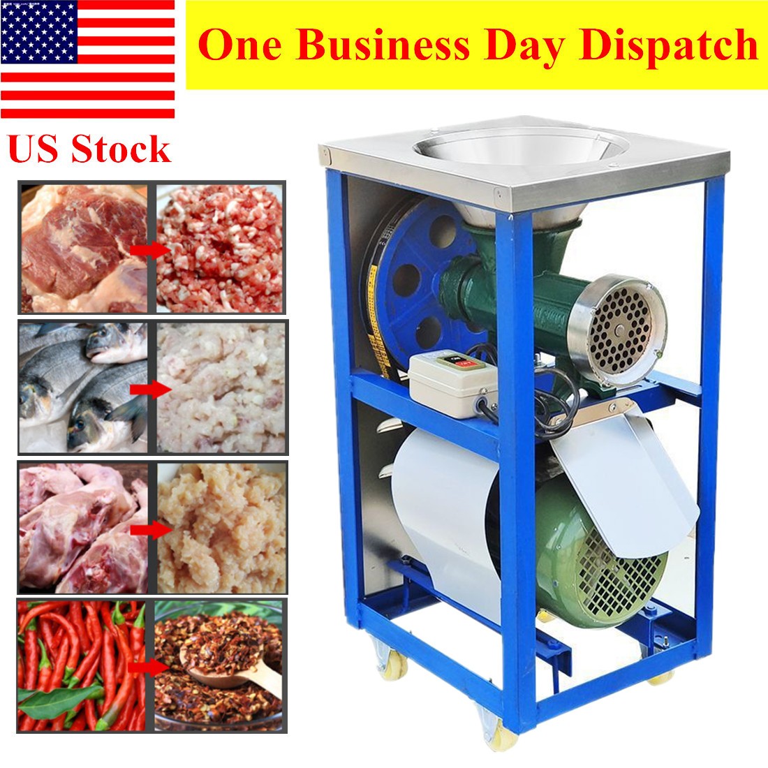 Fish Chicken Bones Crusher Feed Processer Meat Grinder Feed Machine US Plug