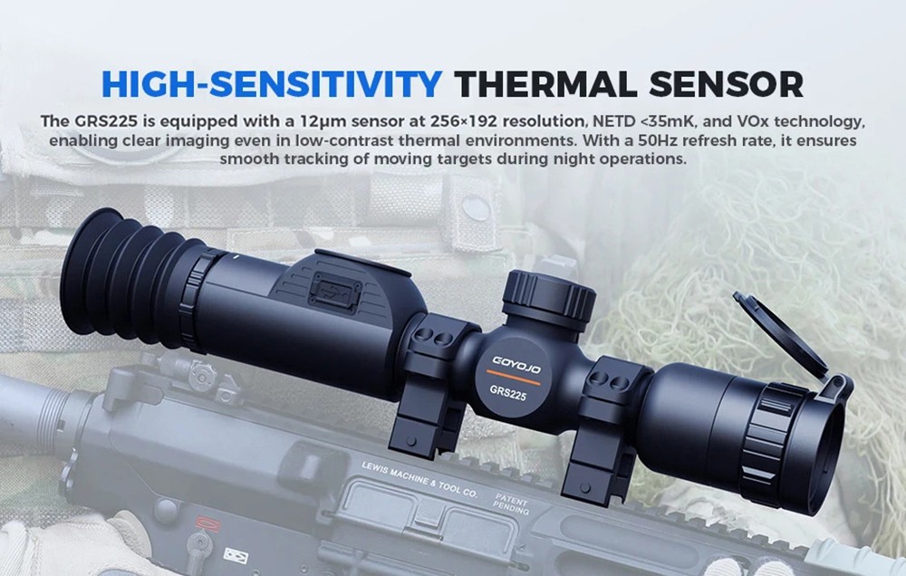 GRS225 Thermal Night Vision Rifle Scope 1x-8x Digital Zoom 25MM One-Shot Zeroing