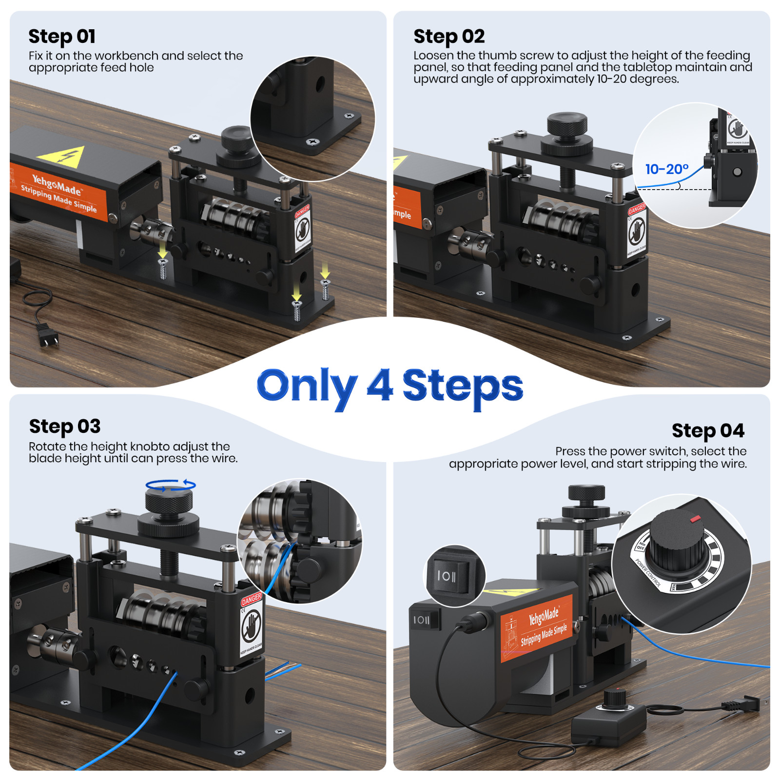 Automatic Wire Stripping Machine 250 MCM-14 AWG with 6 Channels and 5 Blades