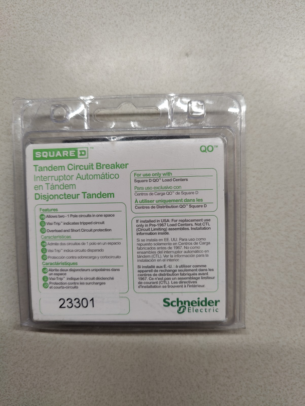 Square D QO2020 QO2020C Twin/Tandem 20/20A 2 Single Poles Breaker