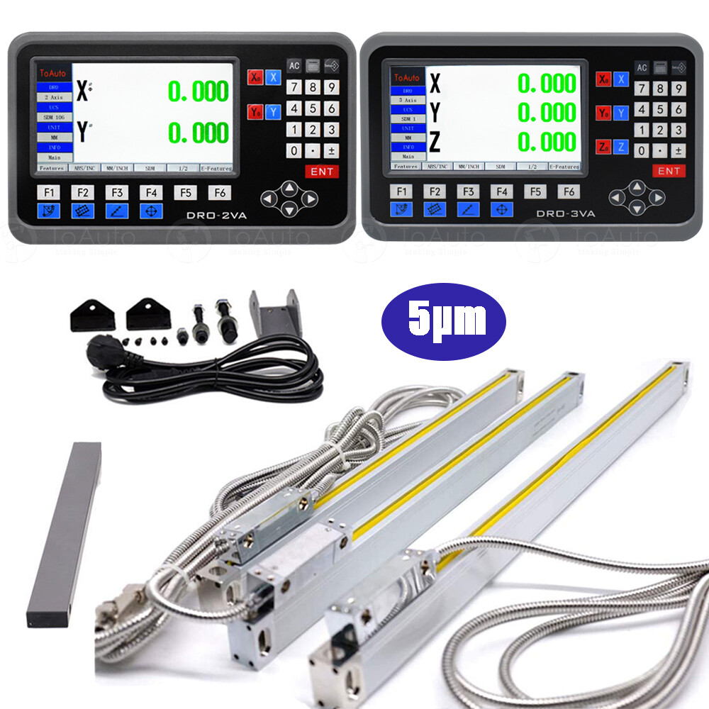2/3Axis Digital Readout LCD DRO Display Encoders TTL Linear Glass Scale 4»-80»