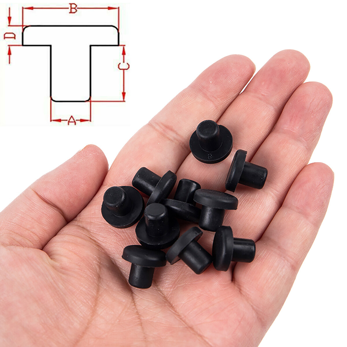 3mm-15mm Hole Plug End Cap Round Solid Silicone Rubber Blanking Seal Bung Black