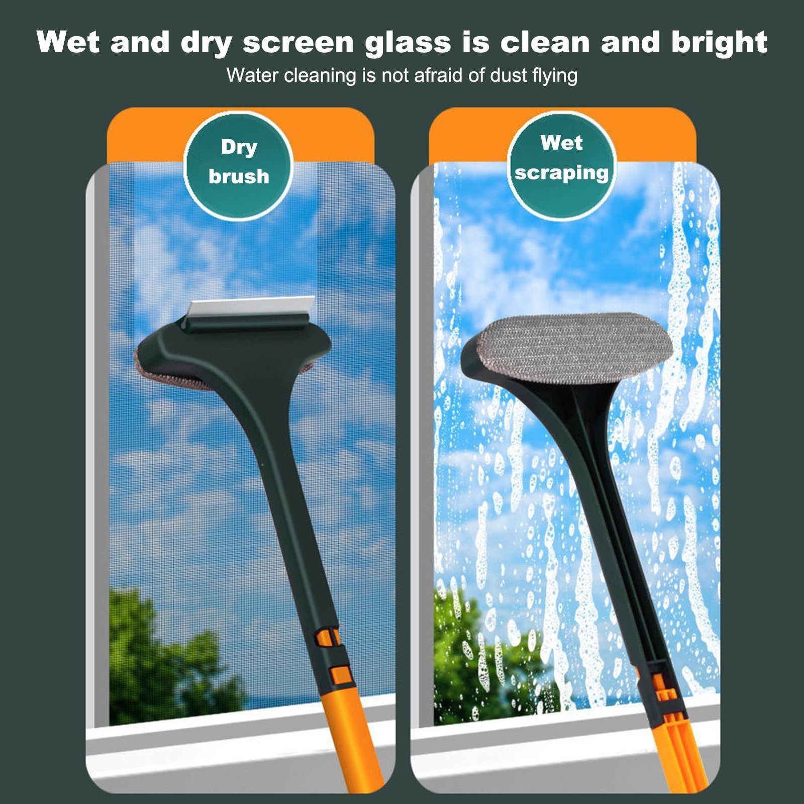 2 in 1 Multifunctional Clean Brush Glass Brush Household Clean Dust Brush Window