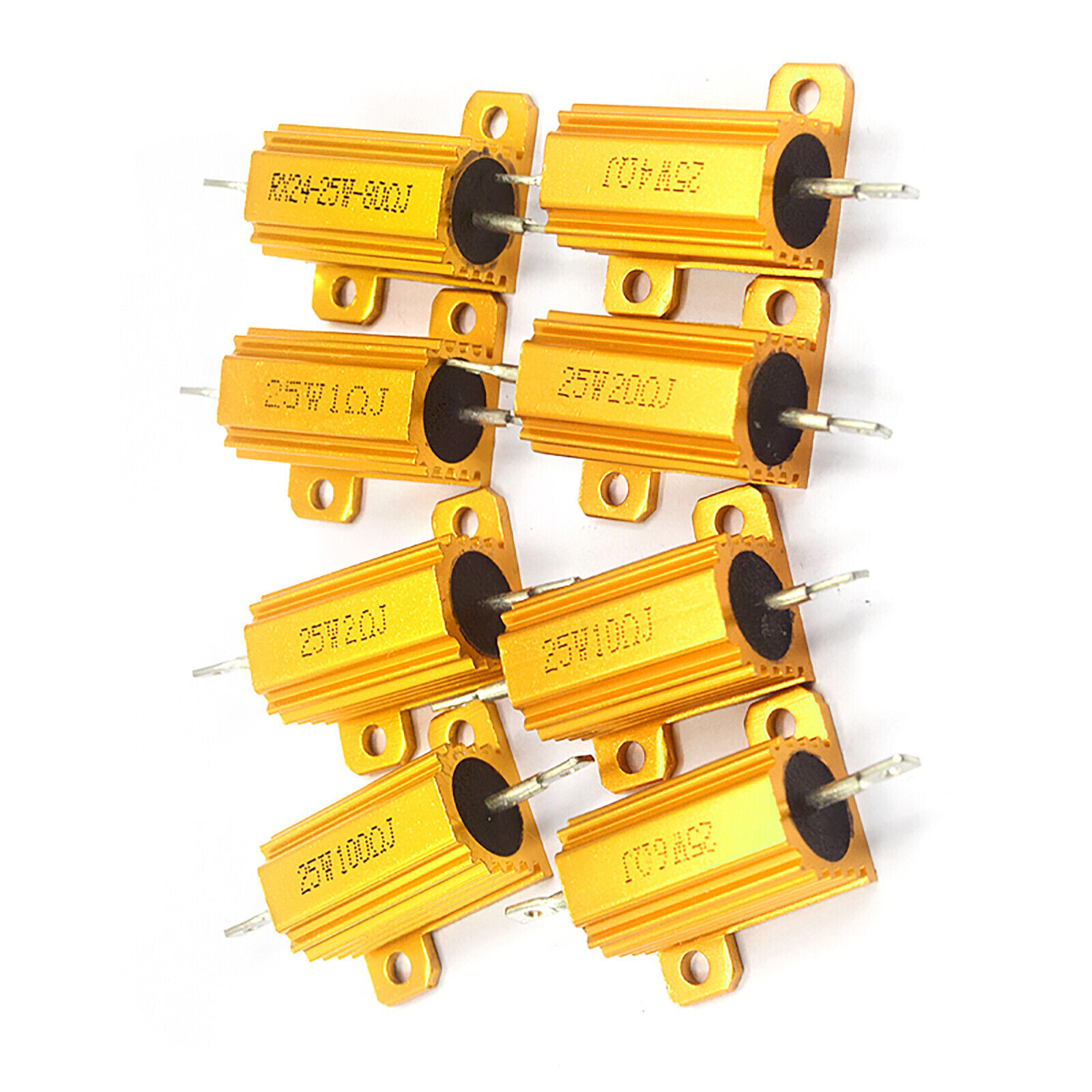 RX24 25W Power Golden Aluminium Wire wound Resistors 1 2 5 8 10 20 100Ω – 10KΩ