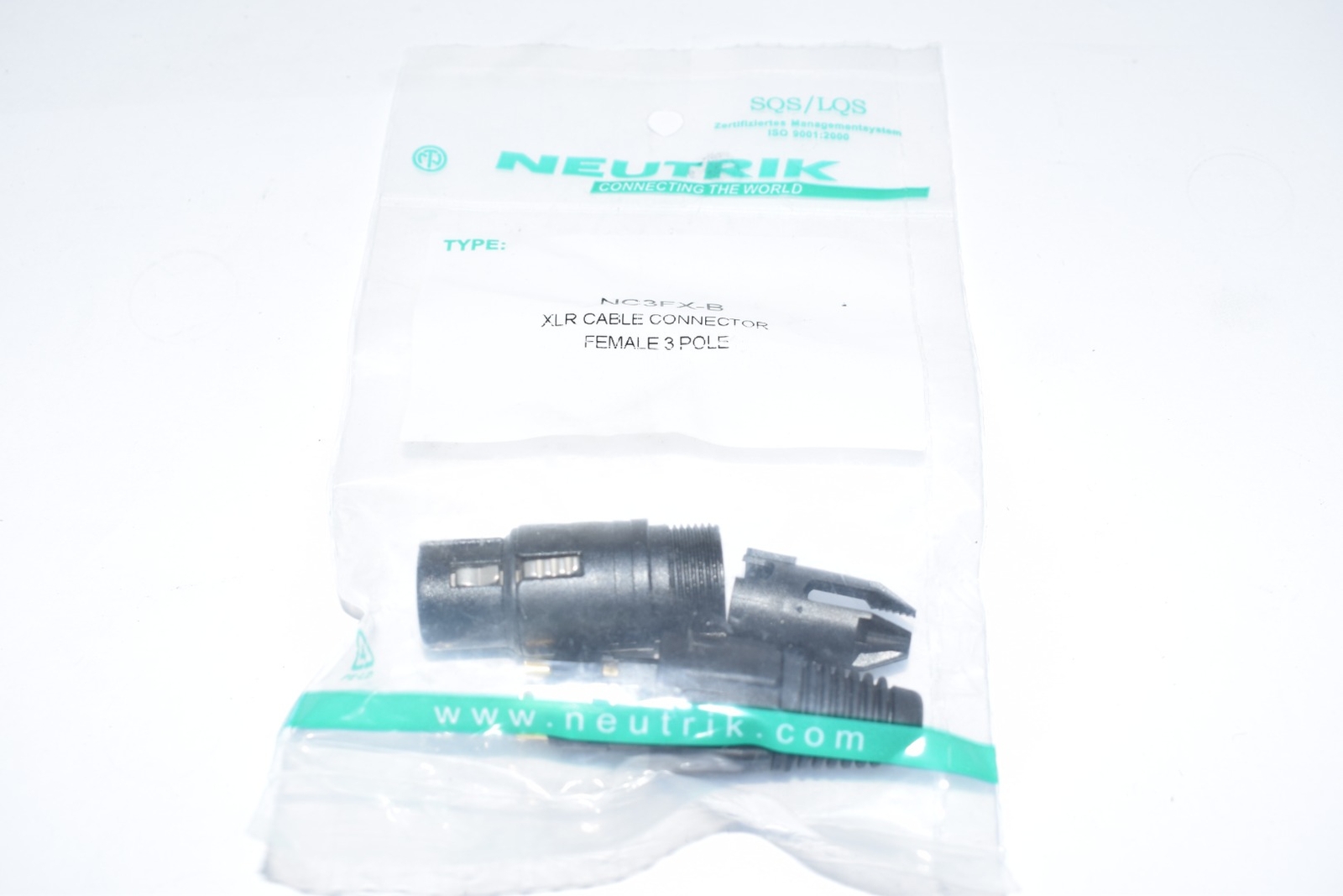 NEW Neutrik NC3FX-B 3-Pin Female Connector Cable MT XLR, Black with Gold Contact